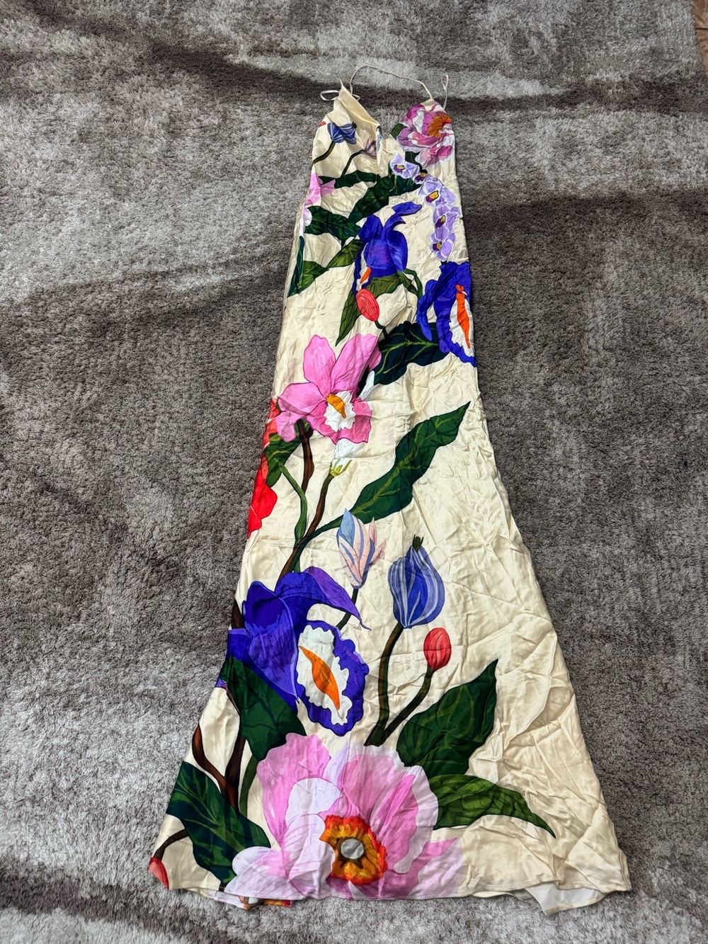 Borgo de nor OLIVE CREPE MAXI DRESS - TREE OF LIFE CREAM - Picture 2 of 6